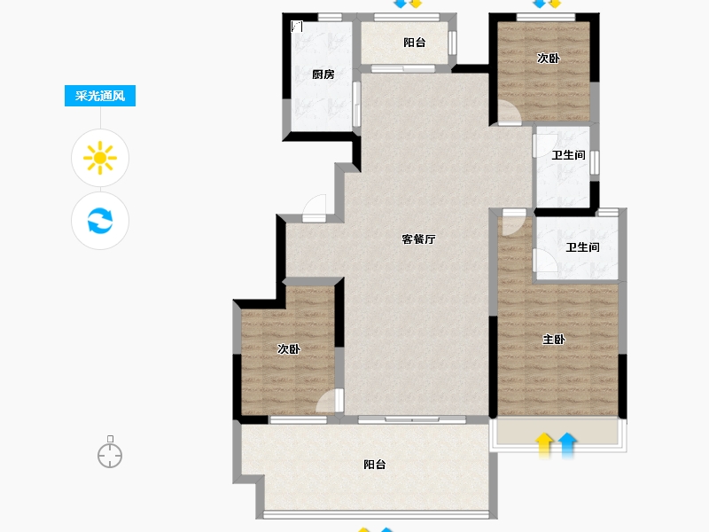 河南省-新乡市-金城世家小区-120.00-户型库-采光通风