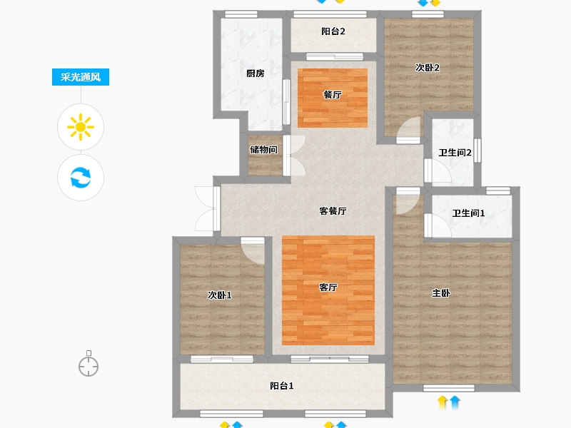 河南省-焦作市-建业·迎宾府-108.00-户型库-采光通风