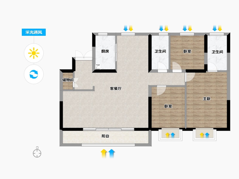 山西省-临汾市-保利-115.00-户型库-采光通风