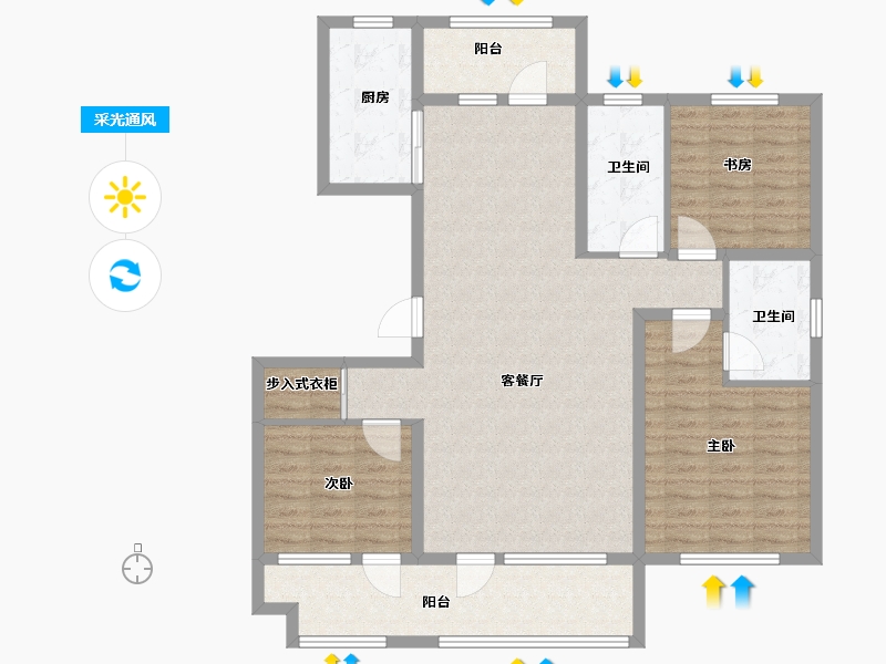 山东省-青岛市-盛华未来城-118.00-户型库-采光通风