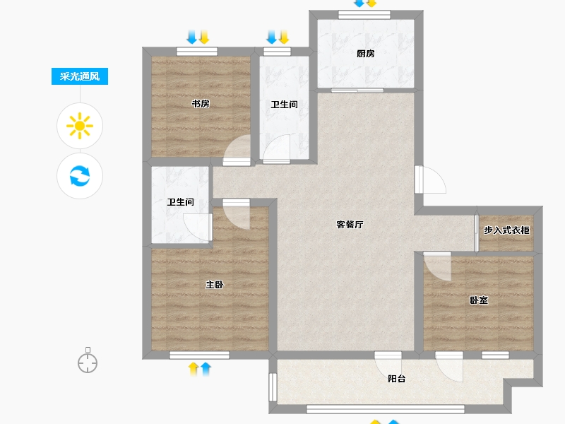 山东省-青岛市-盛华海语墅-88.00-户型库-采光通风