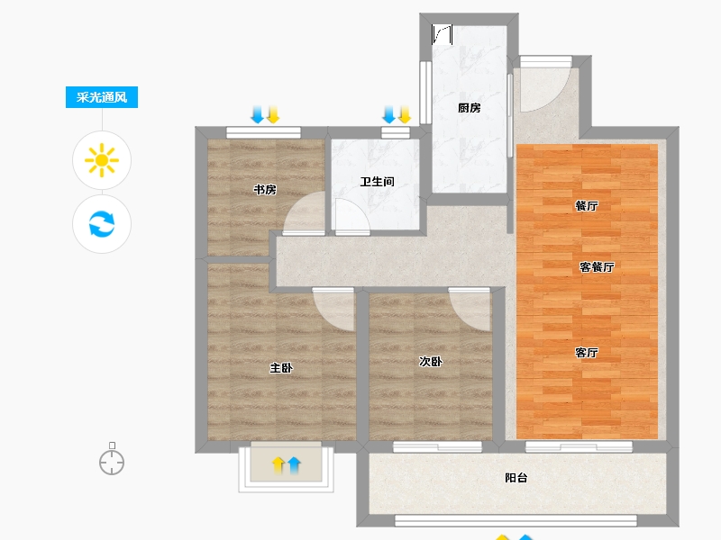 江苏省-南通市-中心-73.60-户型库-采光通风