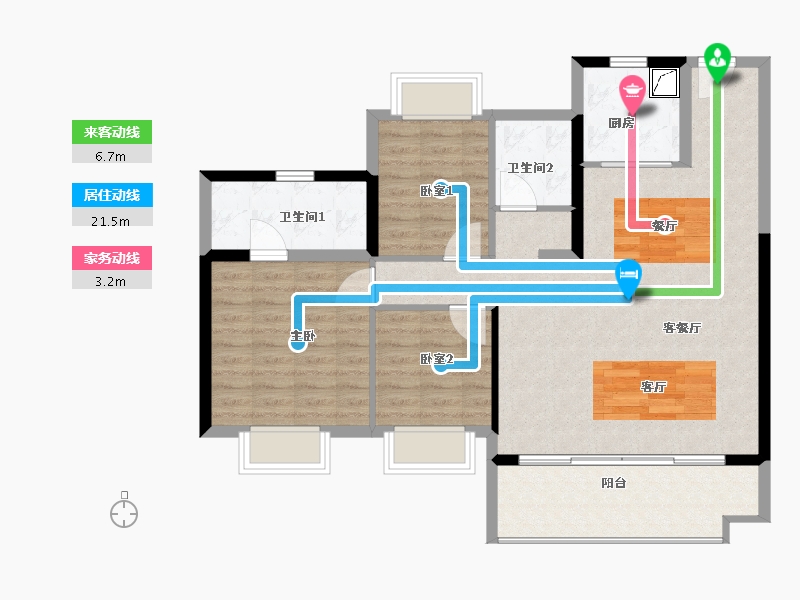 贵州省-贵阳市-贵阳小关万达广场-96.00-户型库-动静线