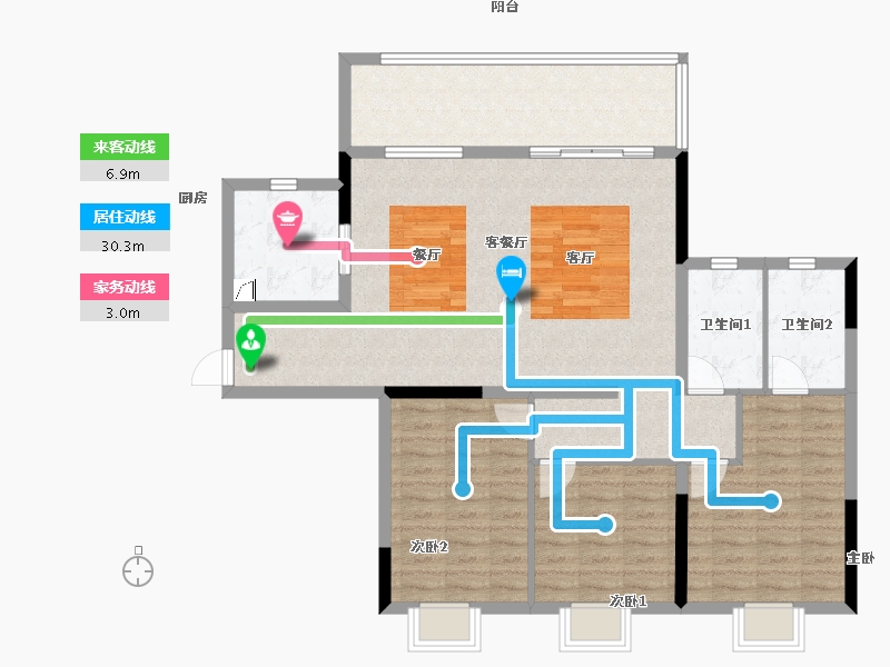 贵州省-贵阳市-美的·璟悦风华-110.39-户型库-动静线