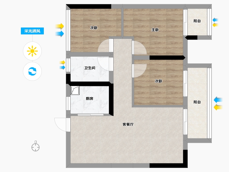 浙江省-金华市-铂瑞花园-63.00-户型库-采光通风