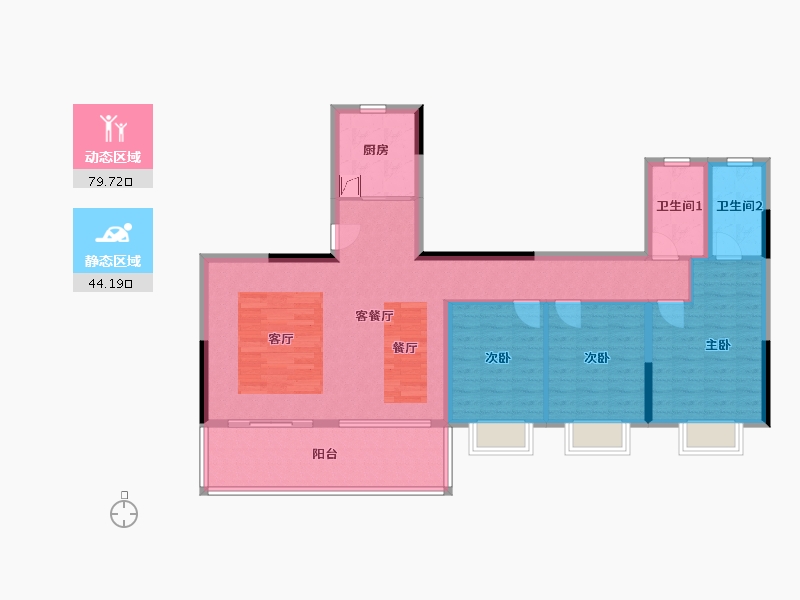 贵州省-贵阳市-美的·璟悦风华-111.21-户型库-动静分区