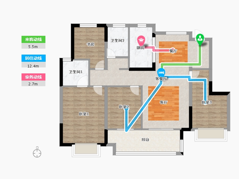 安徽省-阜阳市-新城云昱东方-99.35-户型库-动静线