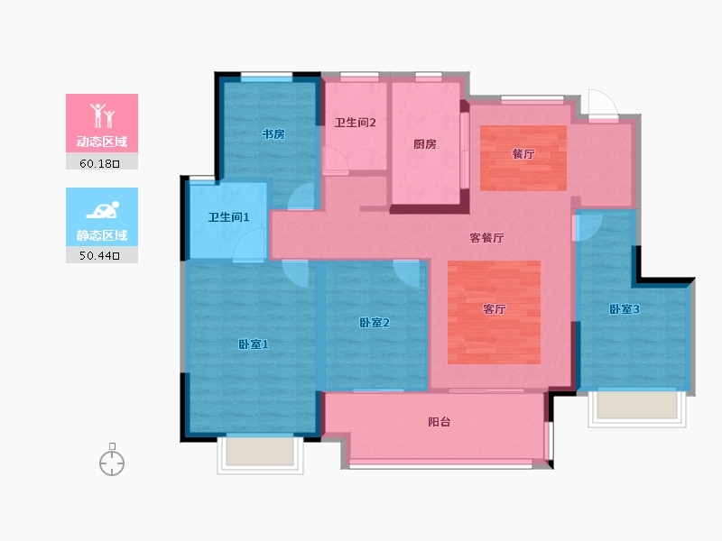 安徽省-阜阳市-新城云昱东方-99.35-户型库-动静分区