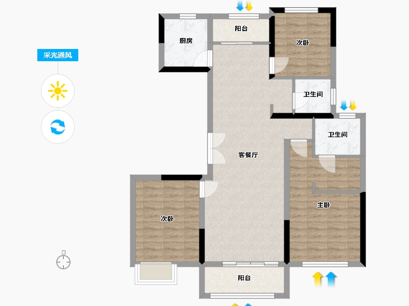 山东省-济南市-中铁逸都国际-111.00-户型库-采光通风