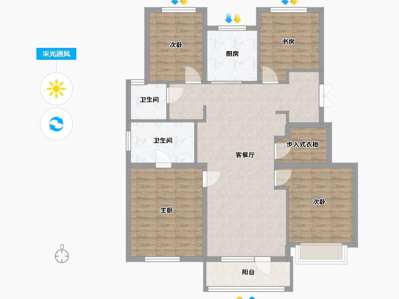 辽宁省-大连市-万科金地和风明月-115.00-户型库-采光通风