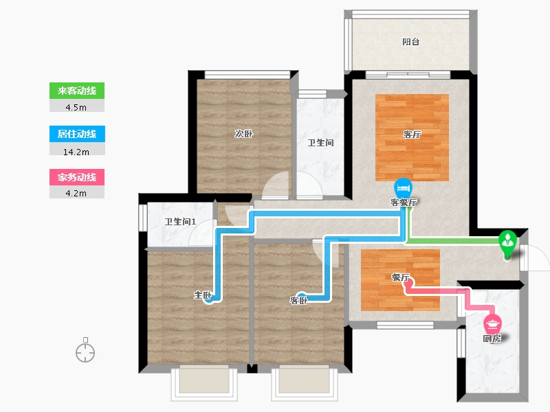 海南省-海口市-盛和花城-80.26-户型库-动静线