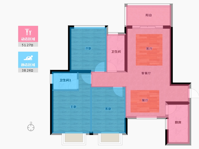 海南省-海口市-盛和花城-80.26-户型库-动静分区