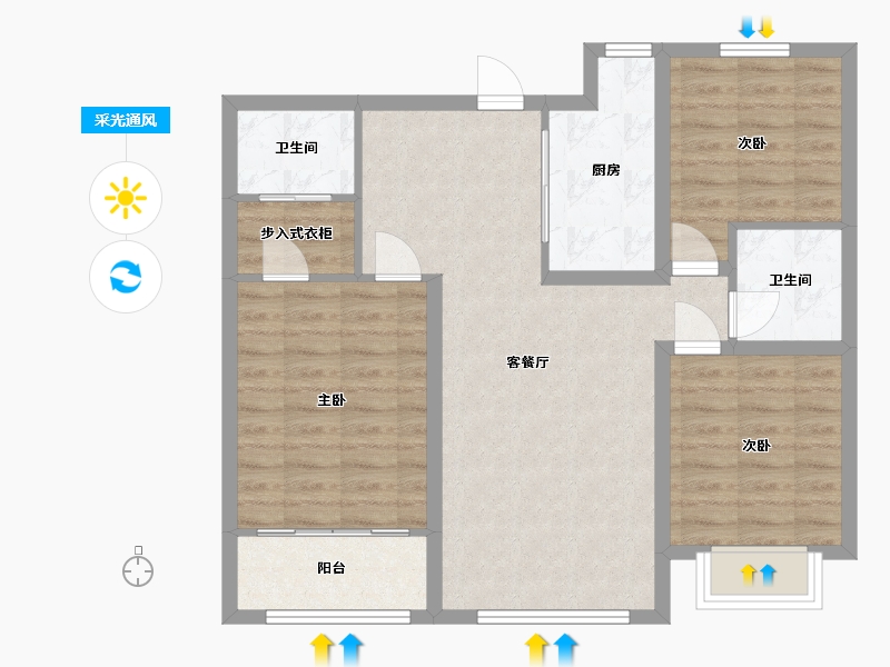 山东省-青岛市-明翠雅居-94.00-户型库-采光通风