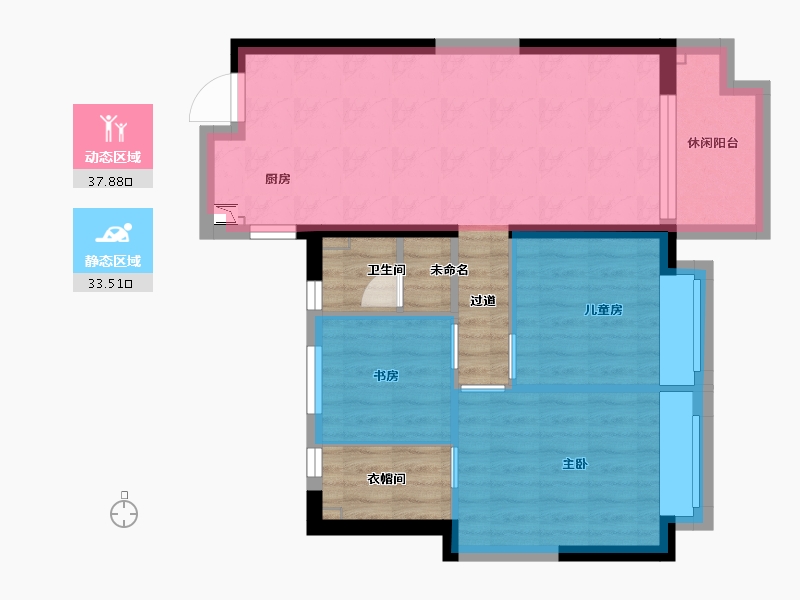 湖南省-长沙市-碧桂园翘楚棠(建设中店)-74.27-户型库-动静分区