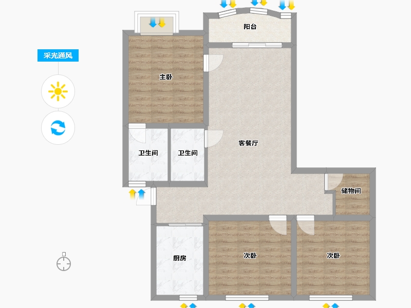 浙江省-杭州市-金田花园-169.00-户型库-采光通风