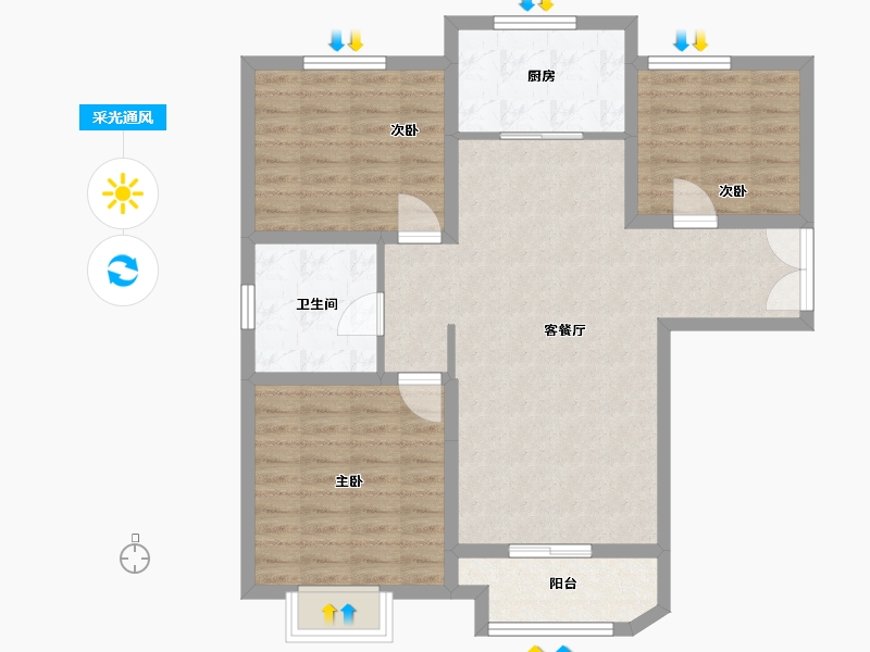 河南省-三门峡市-三门峡鸿润城-89.16-户型库-采光通风