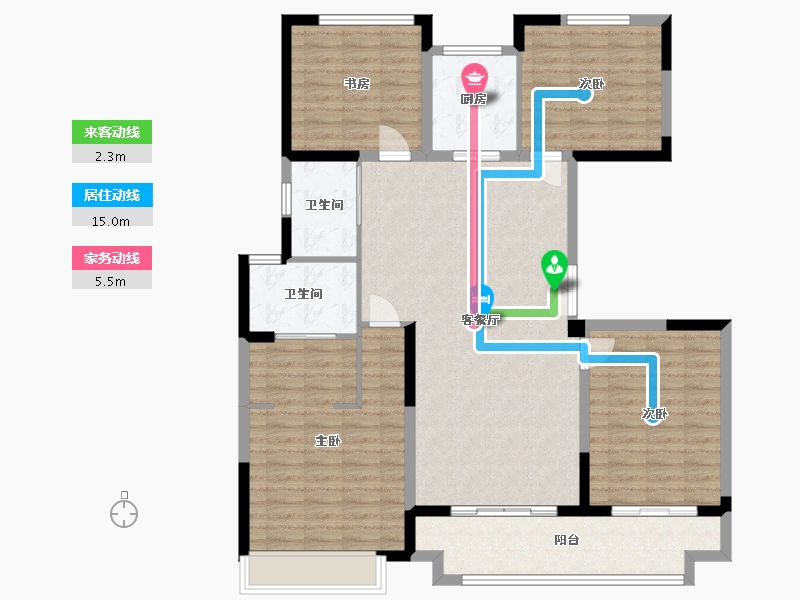 江苏省-宿迁市-博大学府-125.00-户型库-动静线