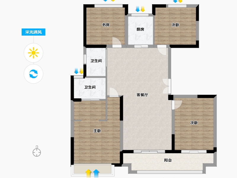 江苏省-宿迁市-博大学府-125.00-户型库-采光通风