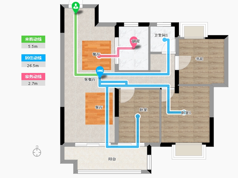 安徽省-阜阳市-新城云昱东方-81.34-户型库-动静线