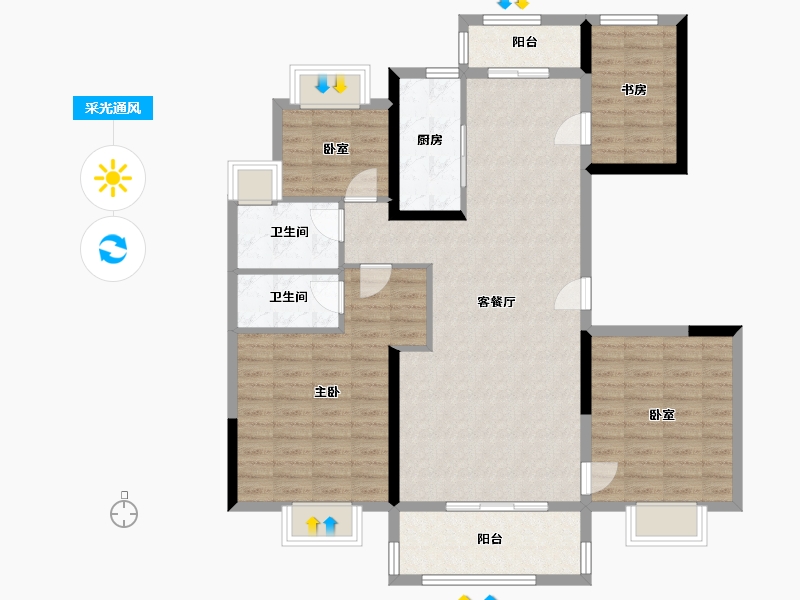 江苏省-徐州市-花溪原著-115.00-户型库-采光通风