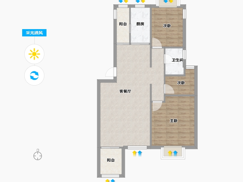 江苏省-苏州市-翡翠湾-79.98-户型库-采光通风