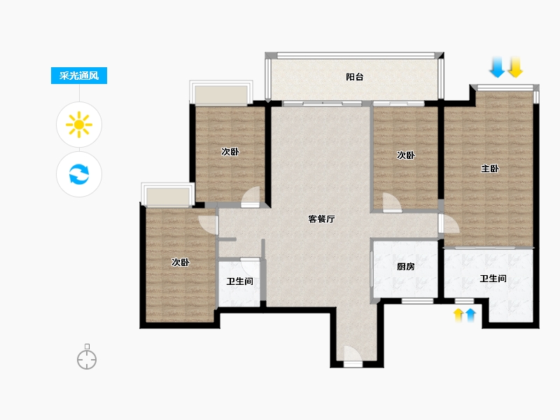 广西壮族自治区-南宁市-嘉和城依云湾-155.00-户型库-采光通风