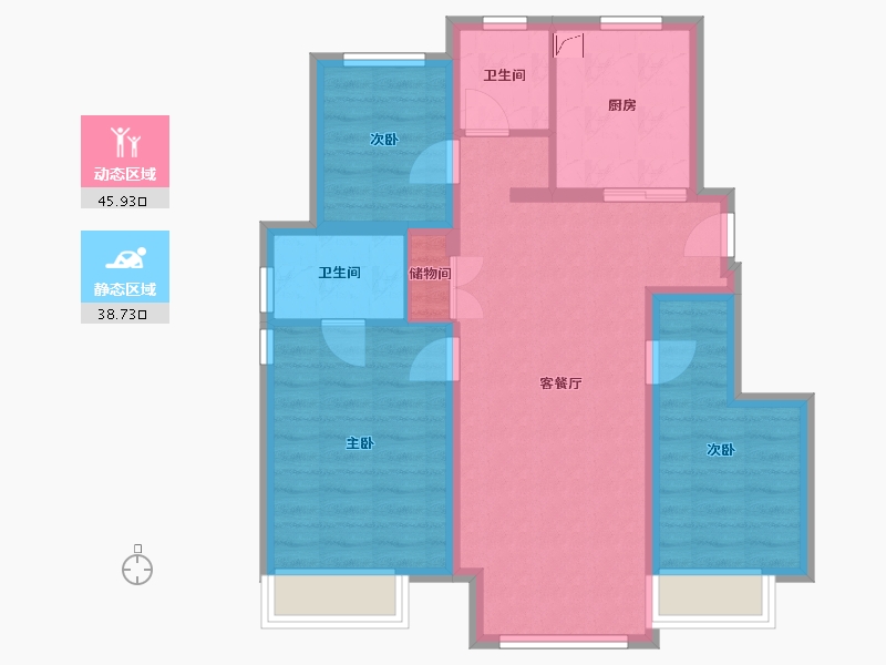 北京-北京市-龙湖云河砚-84.38-户型库-动静分区