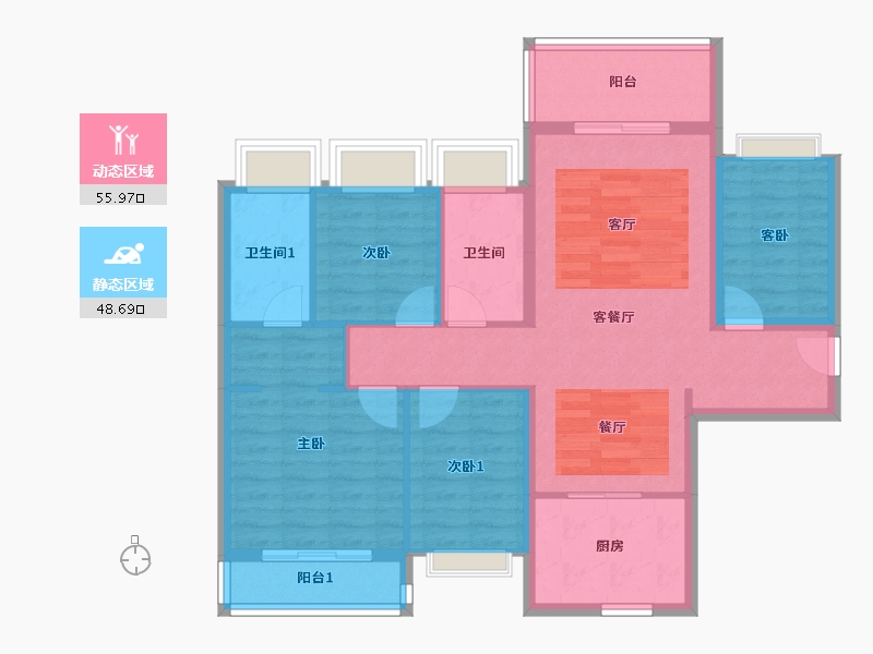 广东省-佛山市-顺德未来城-93.74-户型库-动静分区