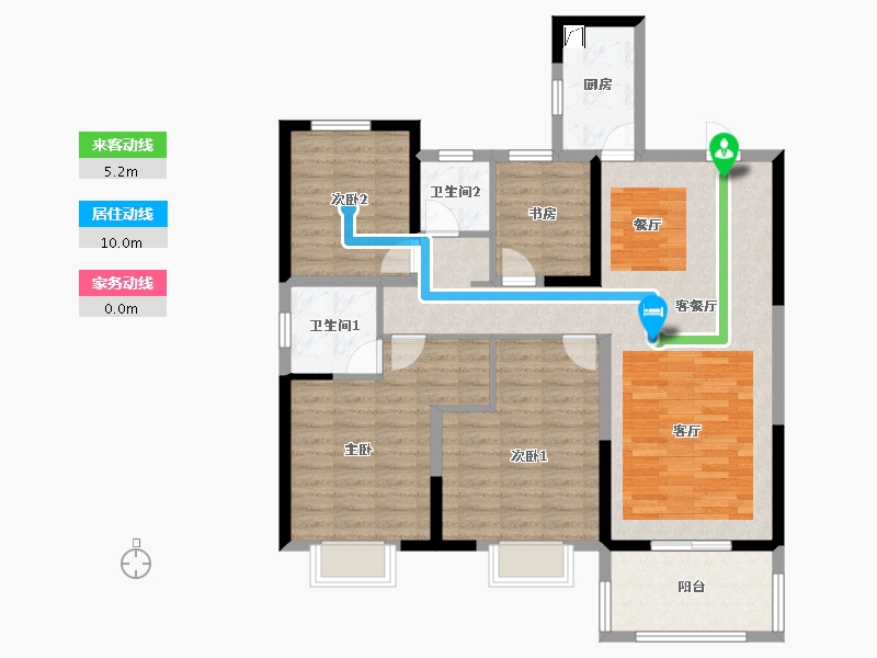 湖北省-黄石市-中乾融·龙台-106.27-户型库-动静线