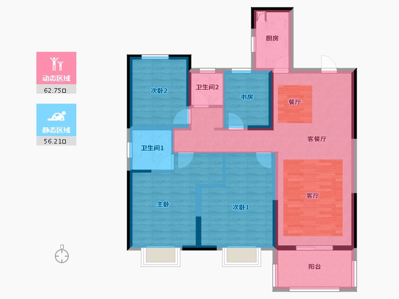 湖北省-黄石市-中乾融·龙台-106.27-户型库-动静分区