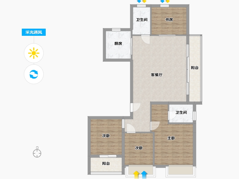 浙江省-杭州市-萧元江南沥城-99.39-户型库-采光通风