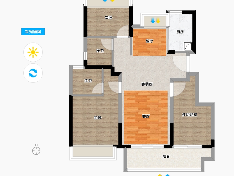 江苏省-盐城市-盐城金樾府-79.99-户型库-采光通风