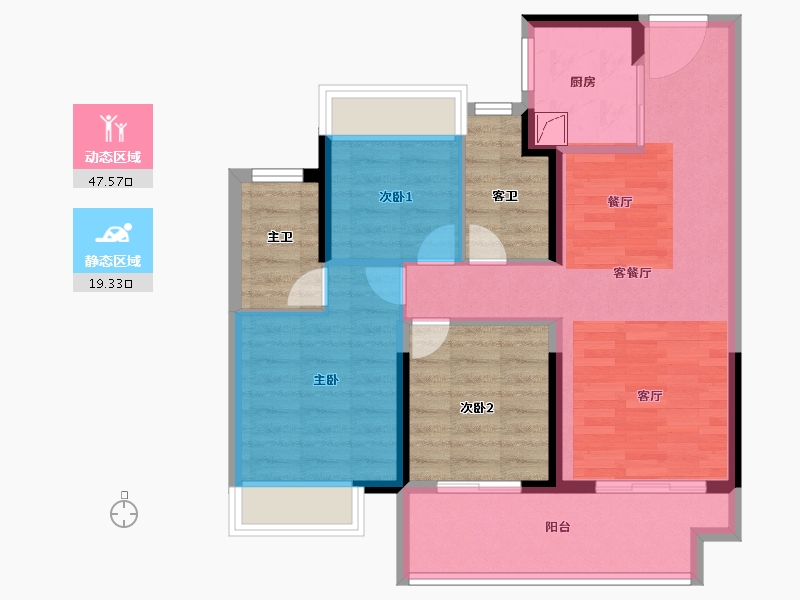 江苏省-盐城市-盐城金樾府-76.43-户型库-动静分区