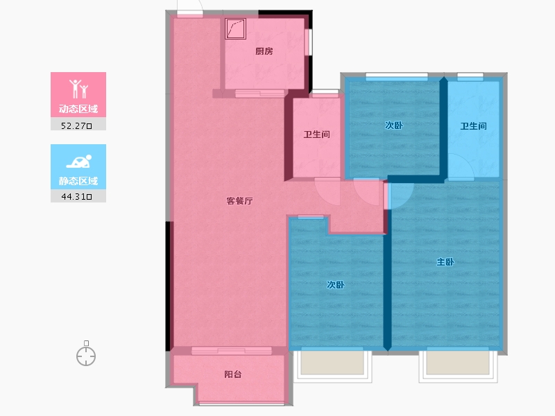 湖南省-长沙市-中海阅麓山-90.00-户型库-动静分区