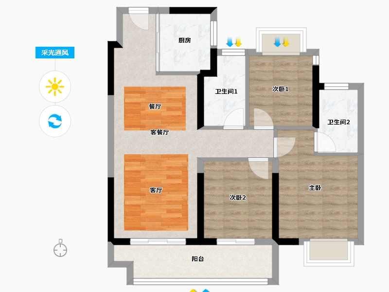 江苏省-盐城市-盐城金樾府-77.13-户型库-采光通风