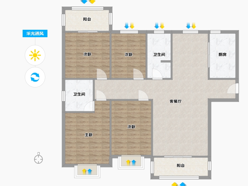 河南省-洛阳市-滨河御景苑-123.00-户型库-采光通风