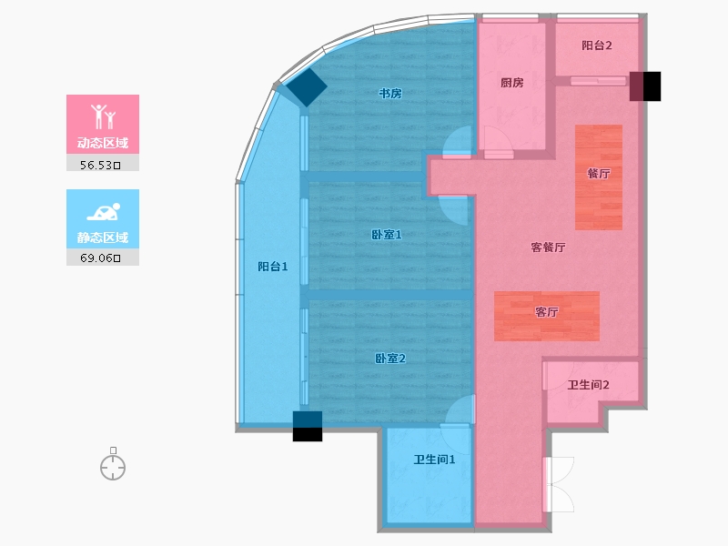 陕西省-延安市-大明宫2期家居生活广场-113.57-户型库-动静分区