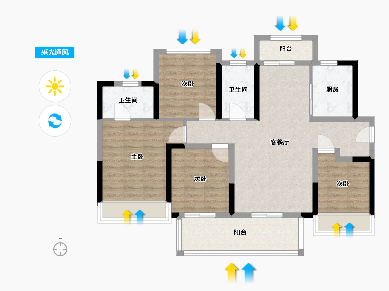 四川省-宜宾市-外滩公馆-110.00-户型库-采光通风