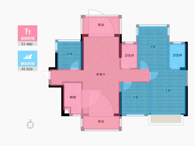 广西壮族自治区-南宁市-嘉和城依云堡-84.98-户型库-动静分区