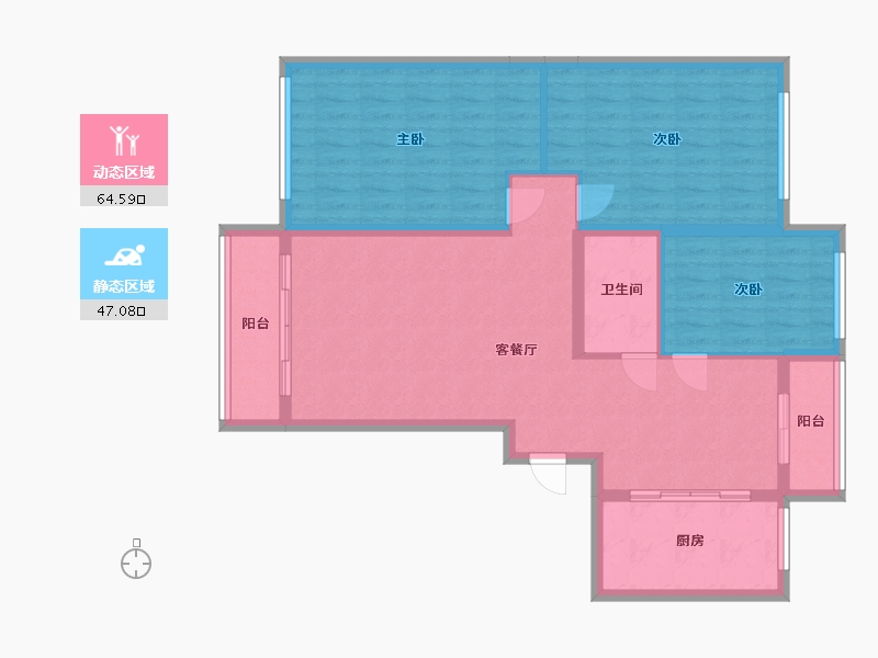 内蒙古自治区-鄂尔多斯市-红海子移民小区-134.00-户型库-动静分区