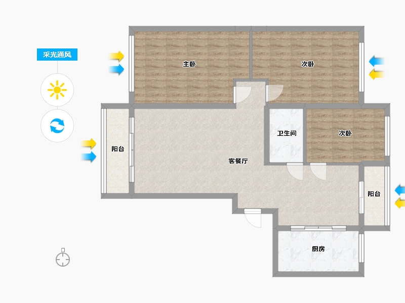 内蒙古自治区-鄂尔多斯市-红海子移民小区-134.00-户型库-采光通风