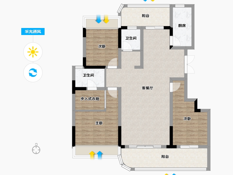 云南省-西双版纳傣族自治州-曼城-125.00-户型库-采光通风