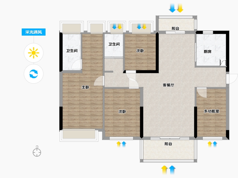 贵州省-贵阳市-百花里-125.00-户型库-采光通风