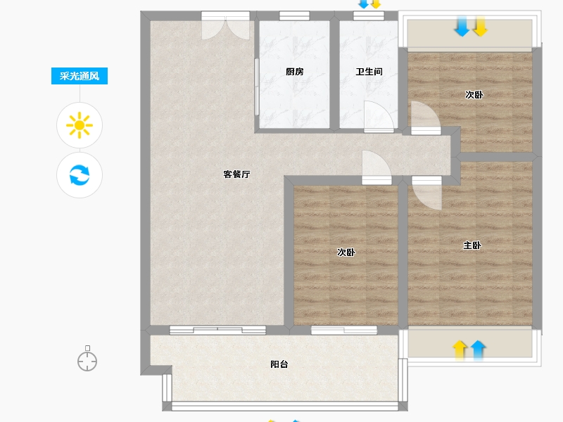 江苏省-镇江市-珑蟠里109-2-85.00-户型库-采光通风