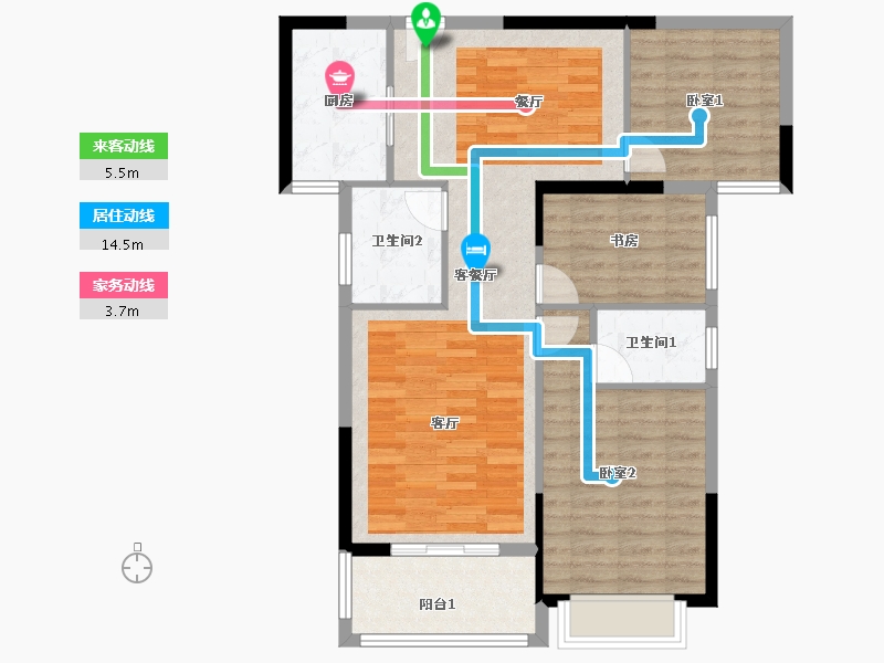 湖北省-黄石市-香格·七里新都-88.34-户型库-动静线