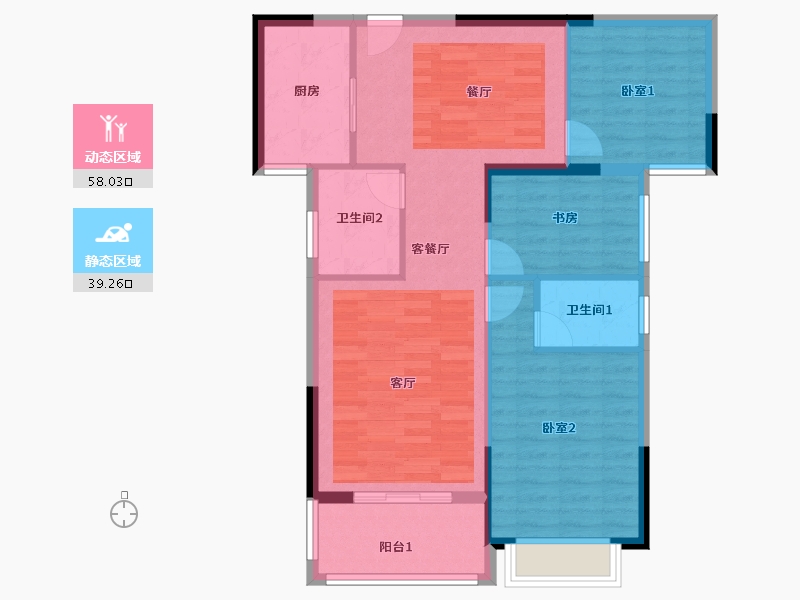 湖北省-黄石市-香格·七里新都-88.34-户型库-动静分区