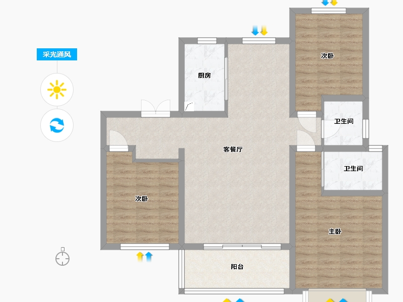 陕西省-渭南市-山水观园-98.00-户型库-采光通风