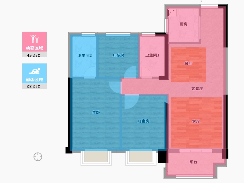 湖北省-黄石市-黄石中都巴黎城-78.74-户型库-动静分区