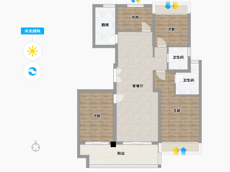 江苏省-镇江市-珑蟠里130-101.00-户型库-采光通风