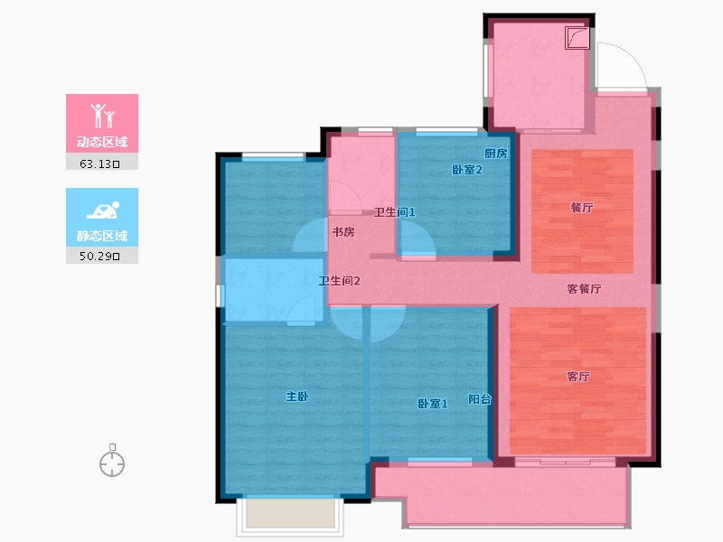 湖北省-黄石市-黄石中梁·滨江壹号-102.40-户型库-动静分区